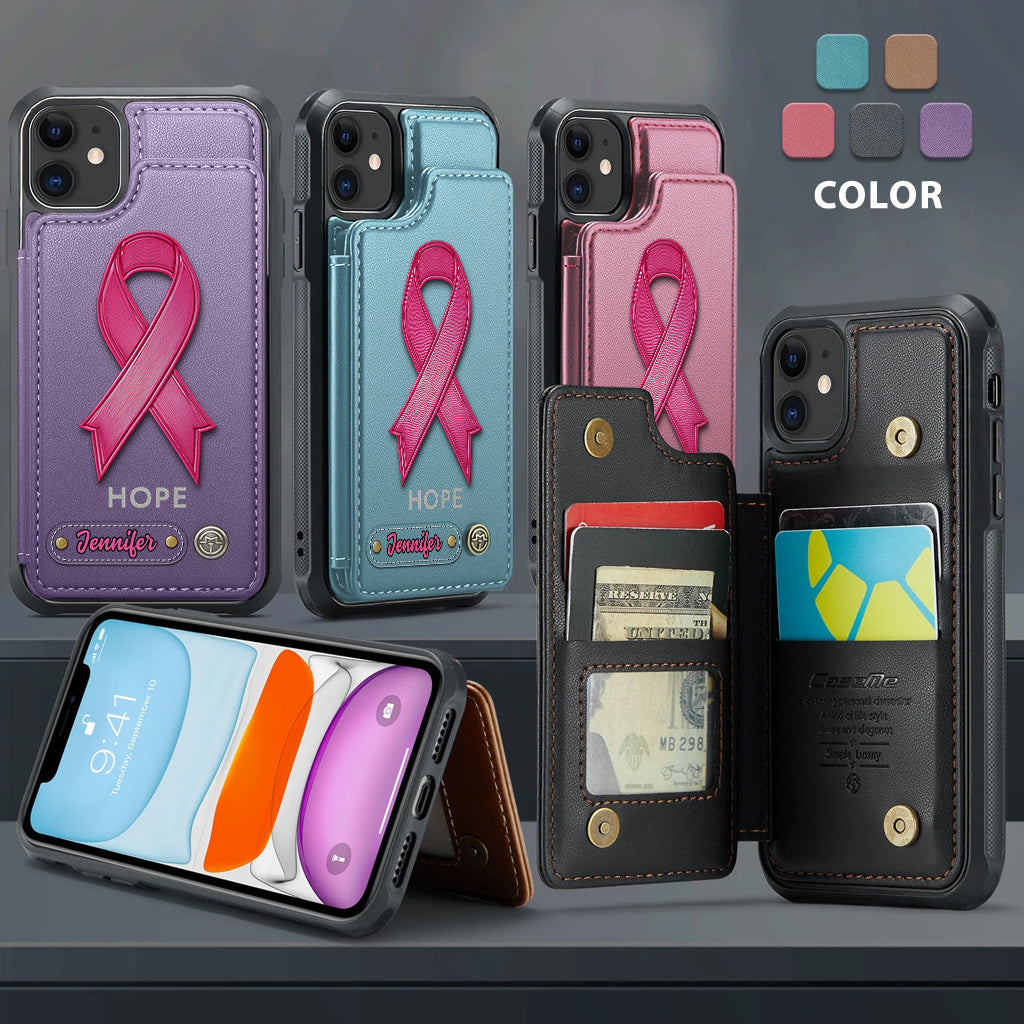 Hope - Personalized Breast Cancer Awareness Wallet Phone Case