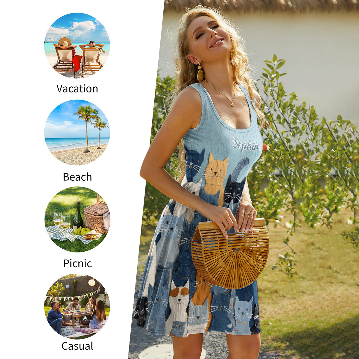 Just A Girl Who Loves Cats - Personalized Cat Sleeveless Dress