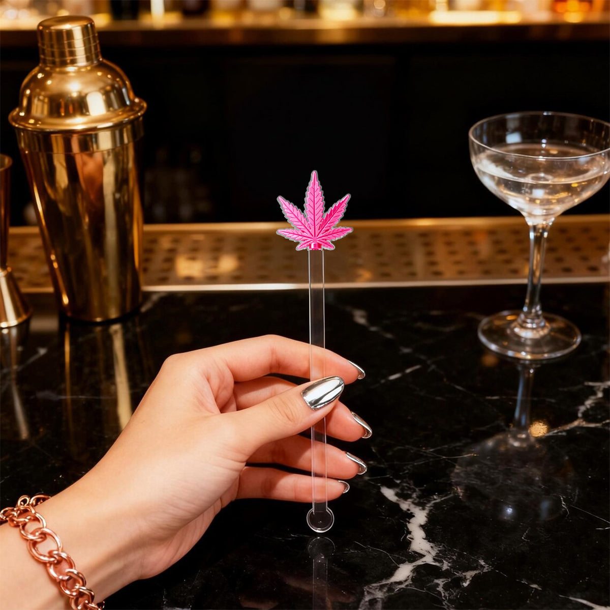 Magic Leaf, Custom Initial Mug - Personalized Weed Set Accent Mug With Acrylic Stirrers