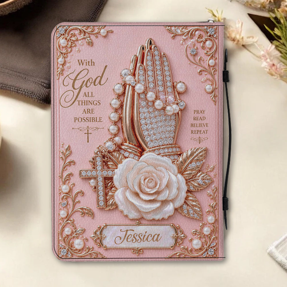 I Pray To God - Personalized Christian Leather Bible Cover Bag