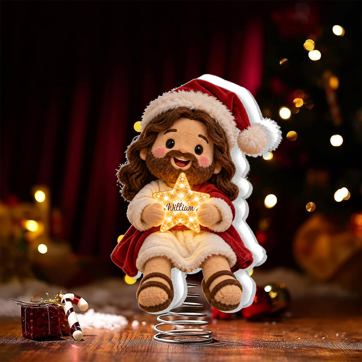 Merry Christmas - Personalized Christian LED Light Tree Topper