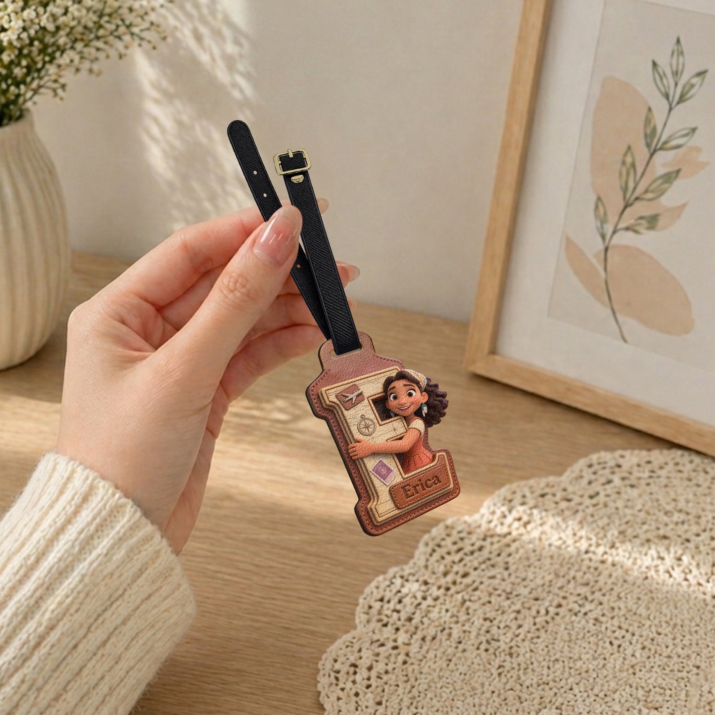 Custom Any Photo Initial Name Letter - Personalized Travelling Luggage Tag