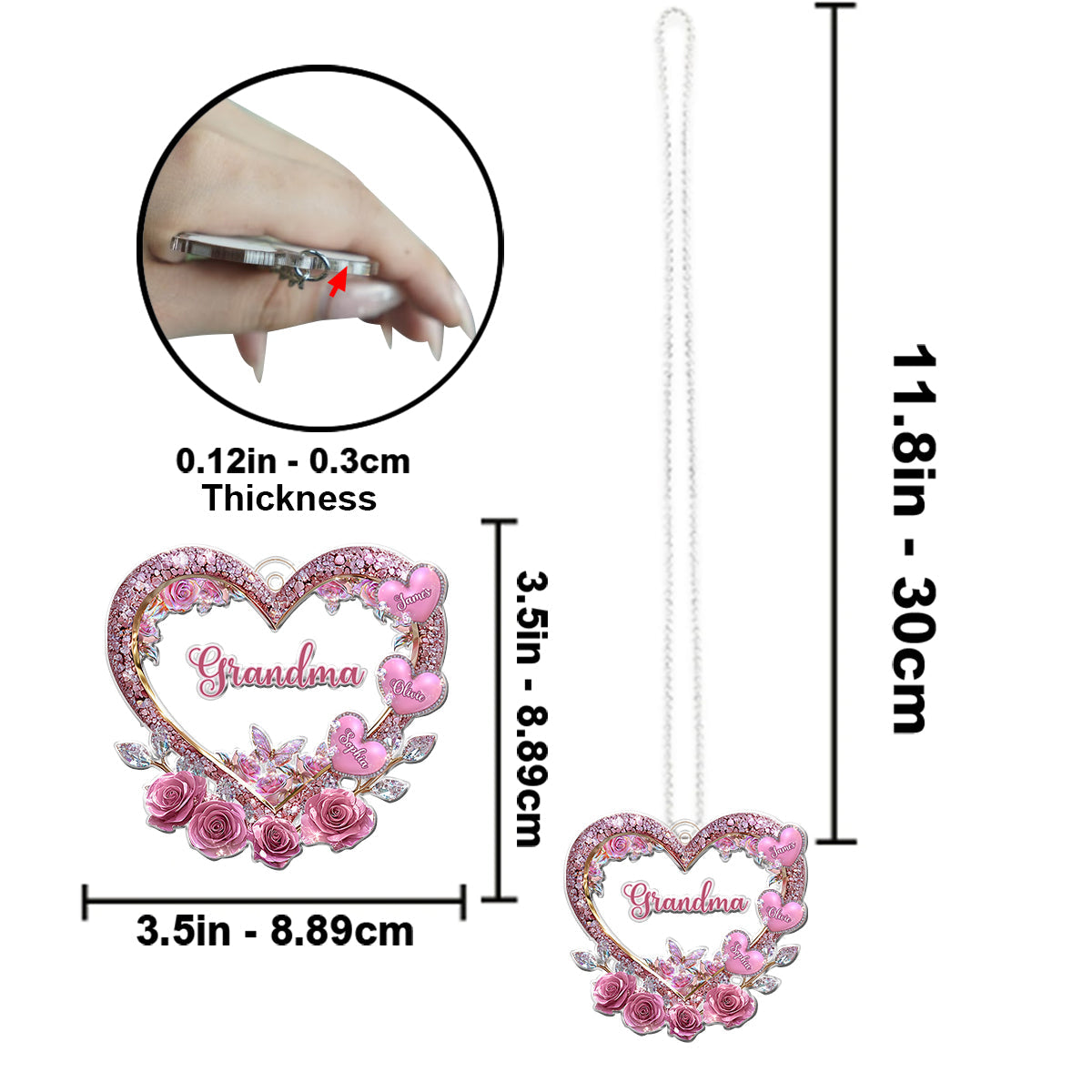 Grandma's Mom's Sweethearts - Personalized Grandma Custom Shaped Car Ornament