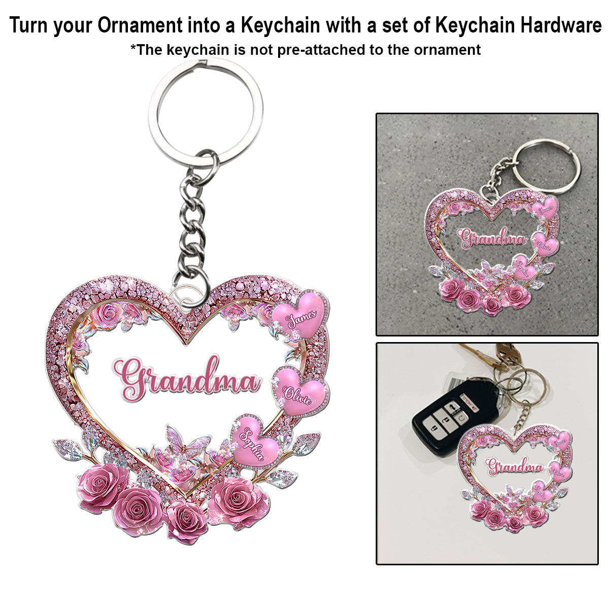 Grandma's Mom's Sweethearts - Personalized Grandma Custom Shaped Car Ornament