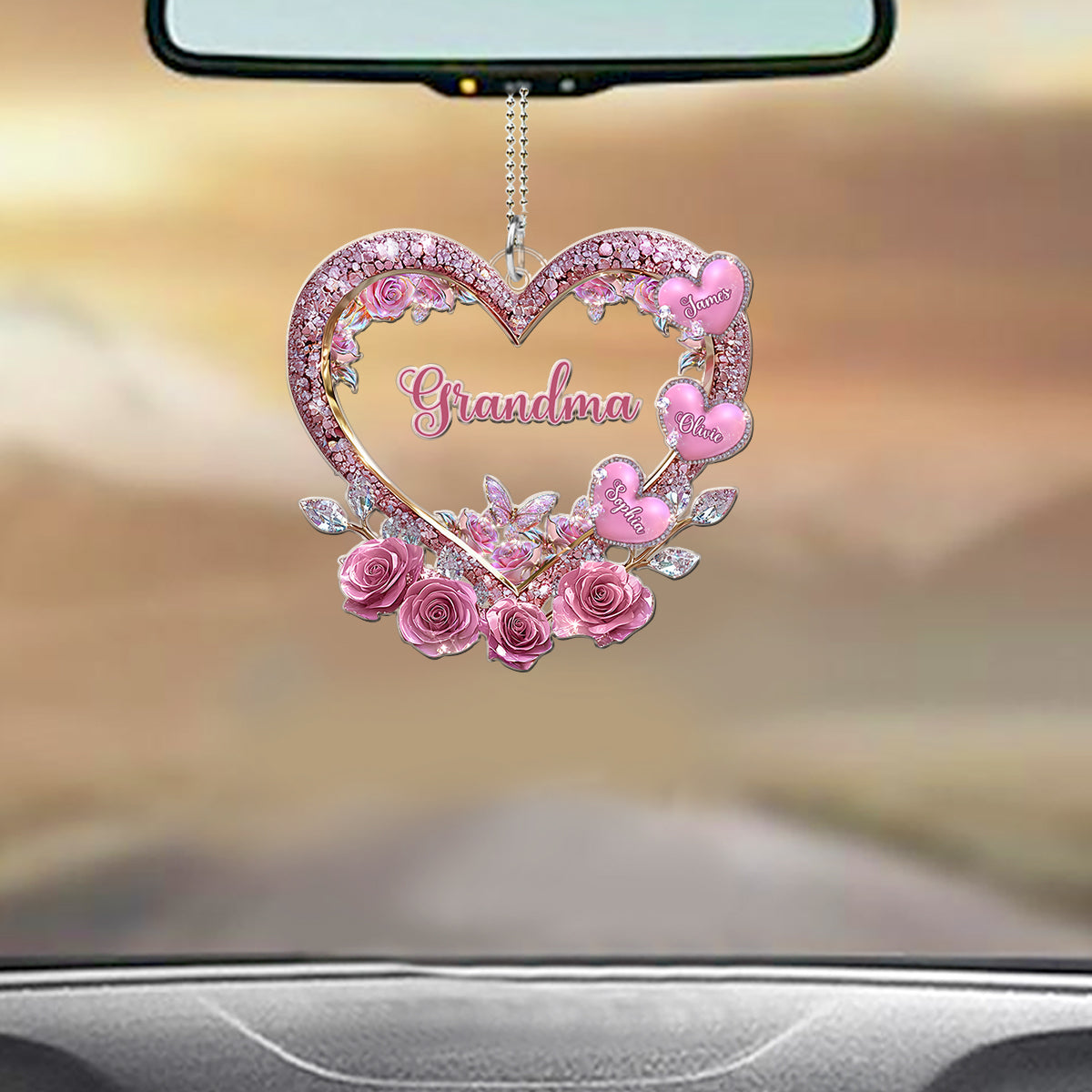 Grandma's Mom's Sweethearts - Personalized Grandma Custom Shaped Car Ornament