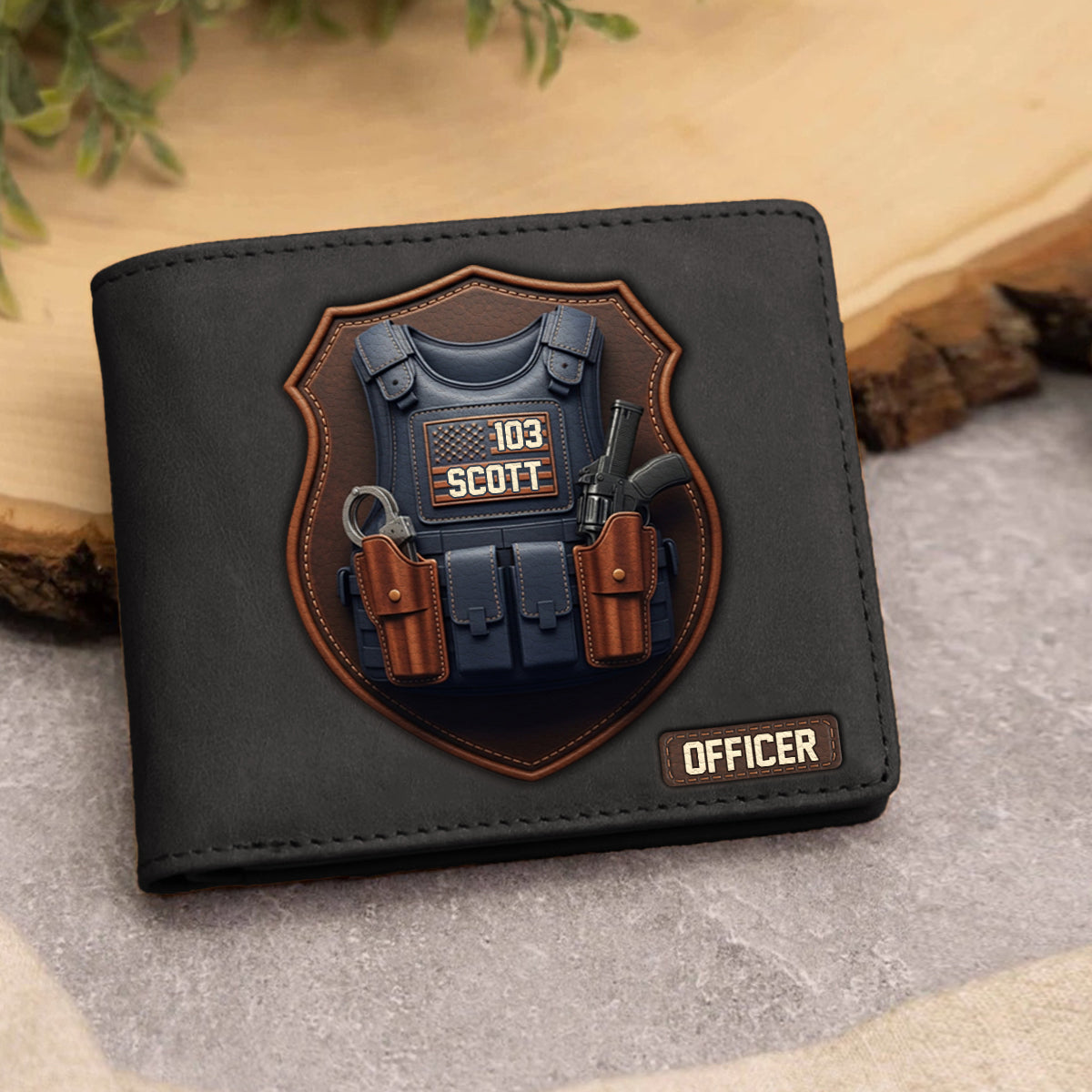 Tactical Police Bulletproof Vest - Personalized Police Officer Leather Wallet