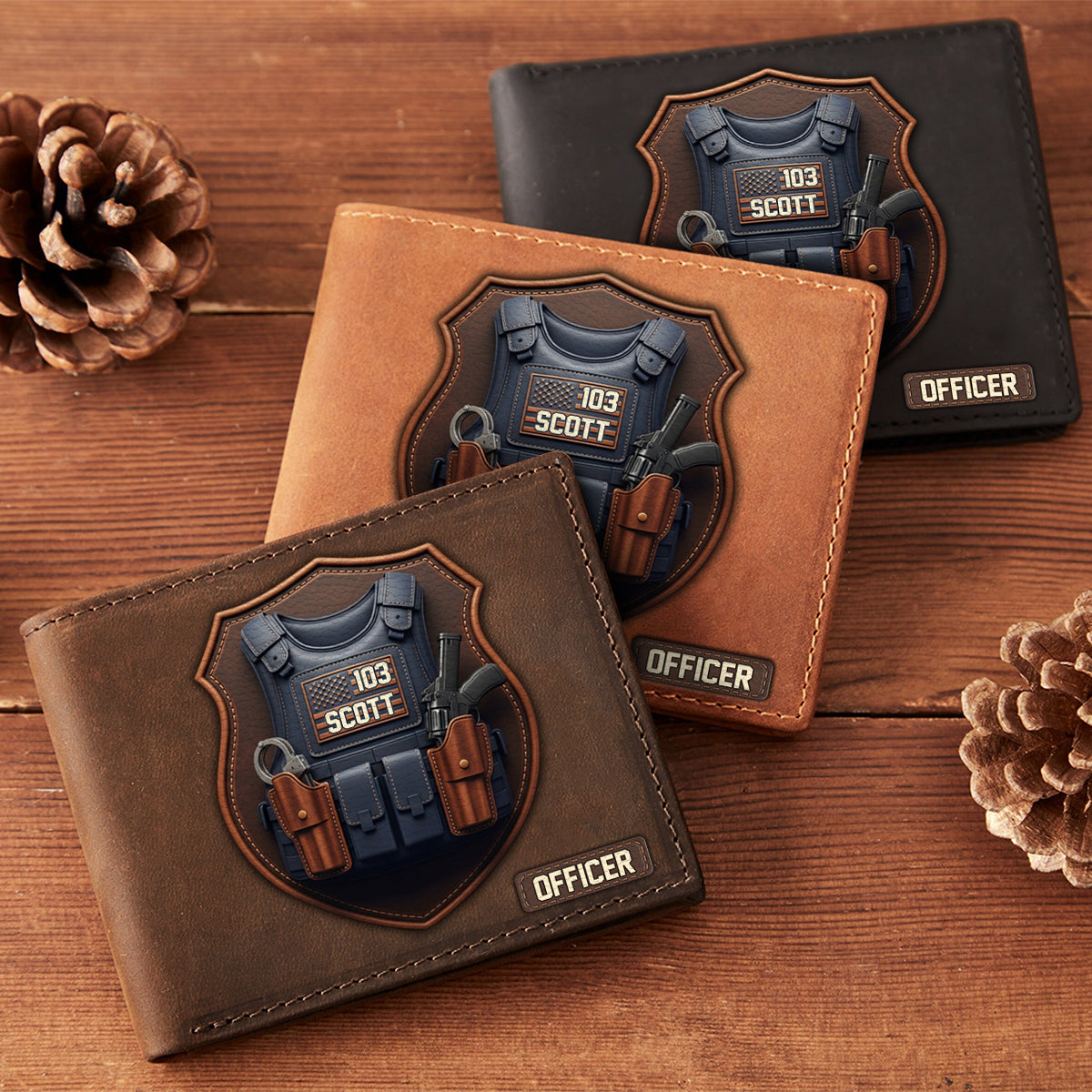 Tactical Police Bulletproof Vest - Personalized Police Officer Leather Wallet