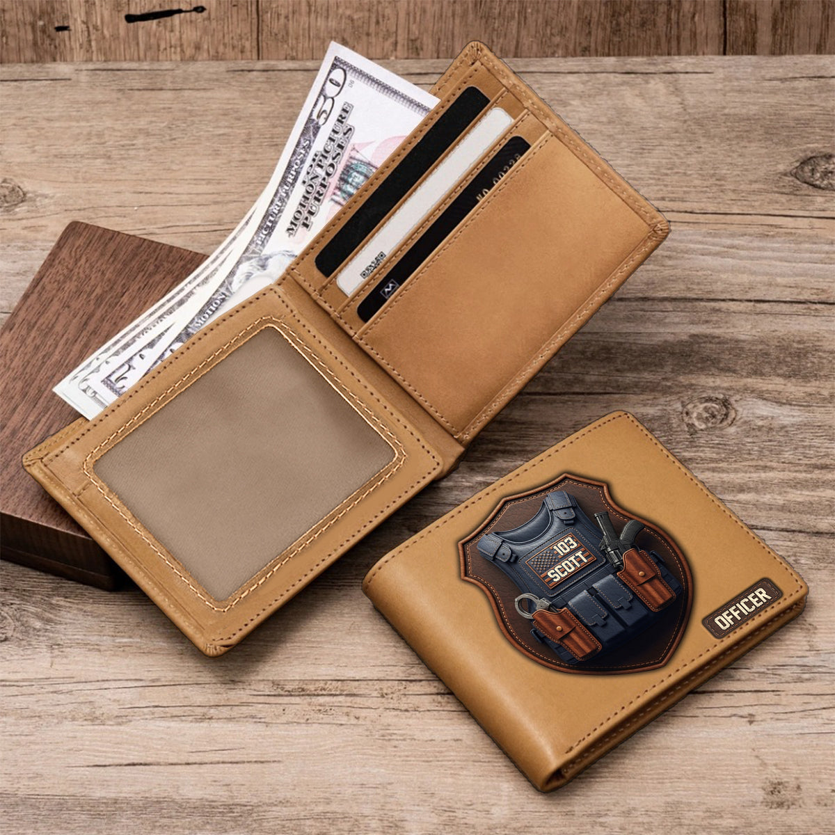 Tactical Police Bulletproof Vest - Personalized Police Officer Leather Wallet