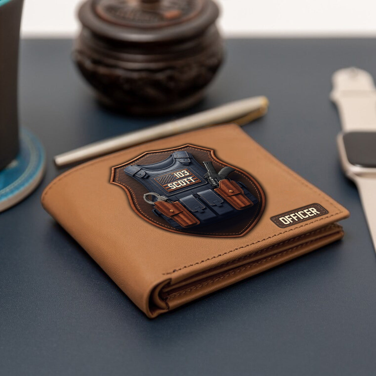 Tactical Police Bulletproof Vest - Personalized Police Officer Leather Wallet