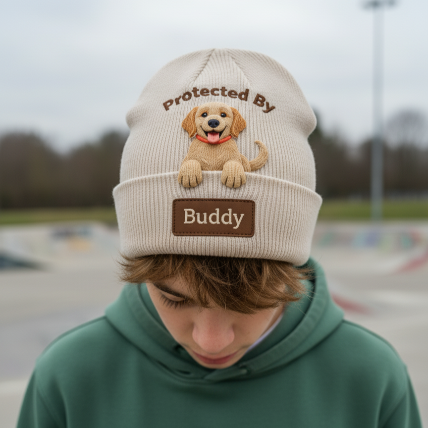 Loved And Protected By Furry Friends - Personalized Dog Beanie Hat