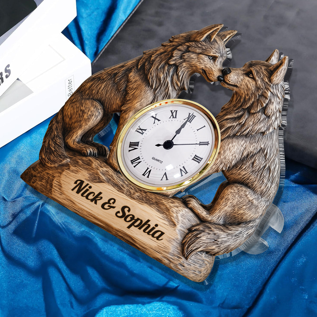 Gift For Anniversary Couple Wolf Forever Yours - Personalized Couple Acrylic Clock Plaque