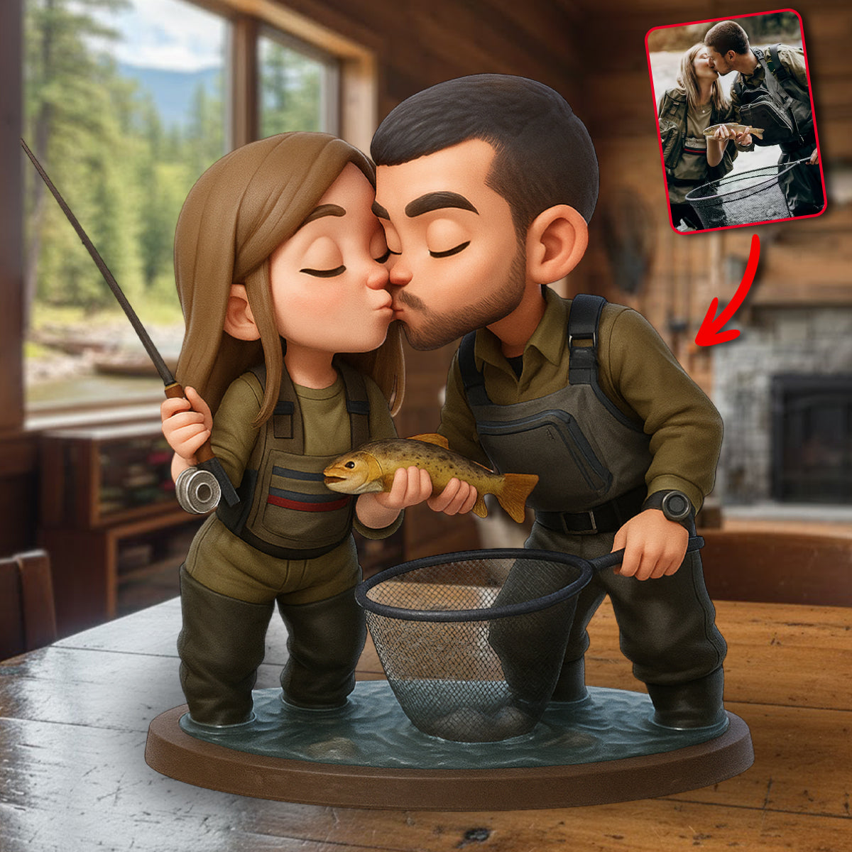 Couple Fishing - Personalized Fishing Custom Shaped Acrylic Plaque