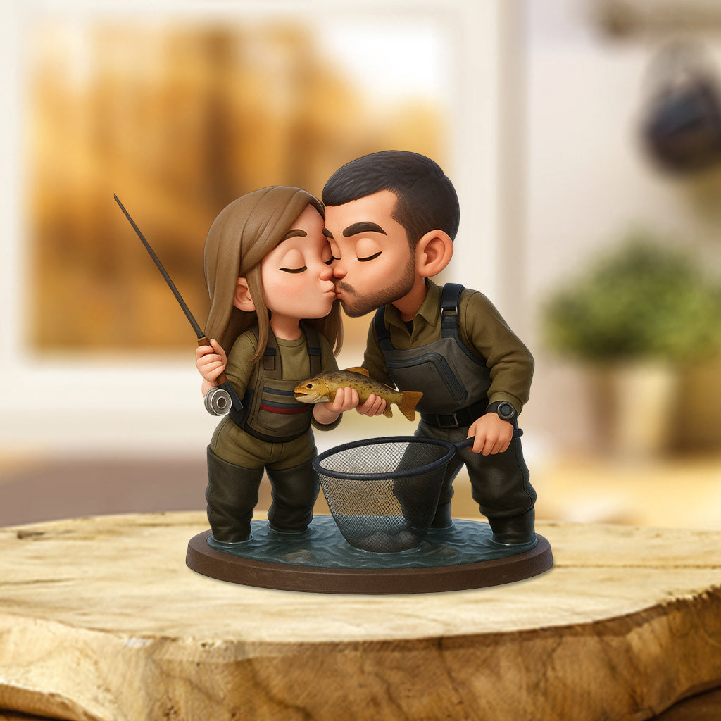 Couple Fishing - Personalized Fishing Custom Shaped Acrylic Plaque