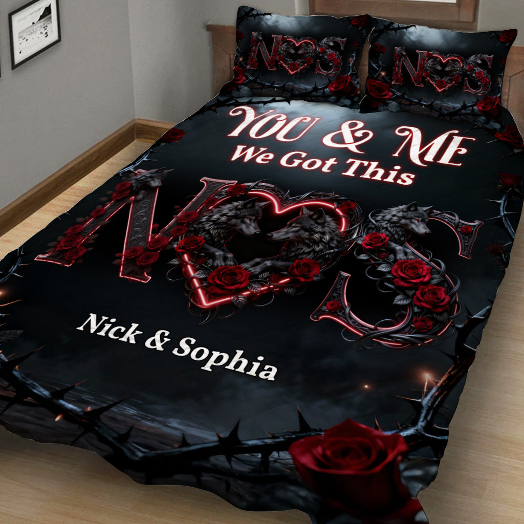 You & Me We Got This - Personalized Wolf Quilt Set