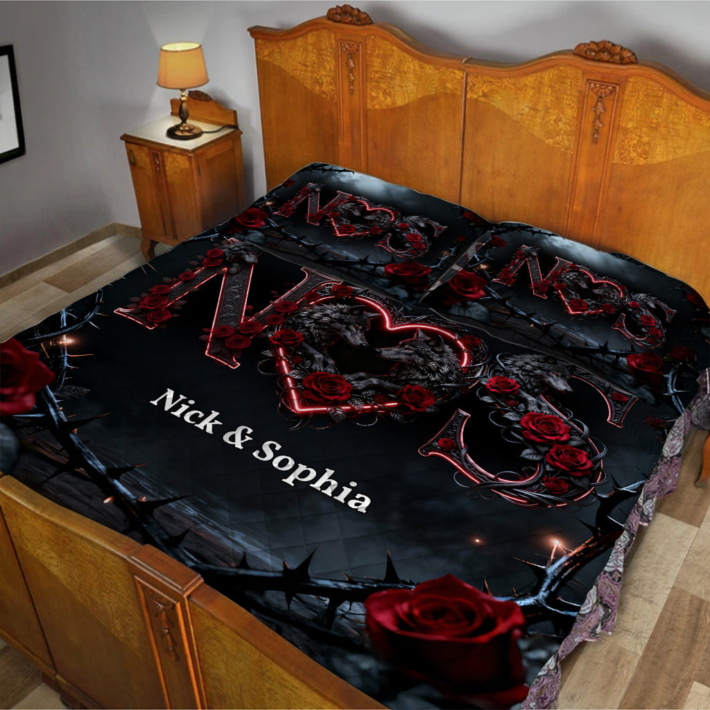 You & Me We Got This - Personalized Wolf Quilt Set