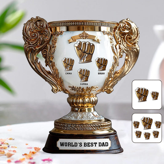 Father Victory Cup Trophy World's Best Dad/ Papa/ Father.... - Personalized Father Custom Shaped Acrylic Plaque