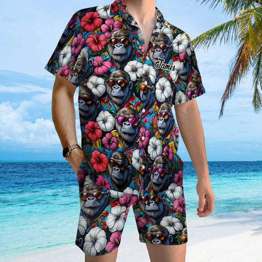 Bigfoot Summer Vibes - Personalized Hiking Hawaiian Shirt & Men Shorts
