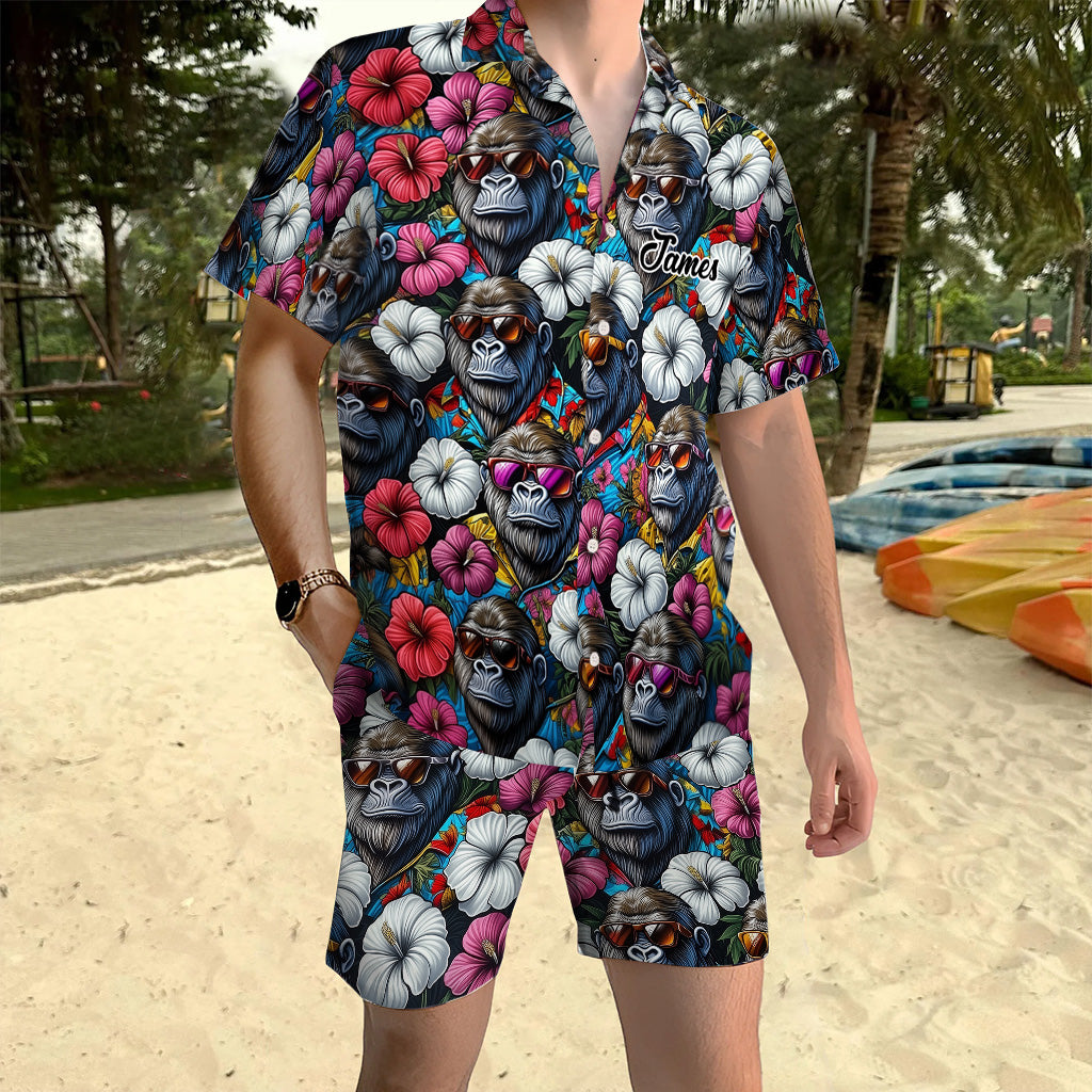 Bigfoot Summer Vibes - Personalized Hiking Hawaiian Shirt & Men Shorts