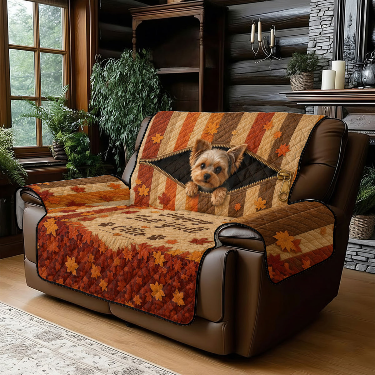 Cute Pet Peeking - Personalized Dog Quilted Sofa/Couch Cover