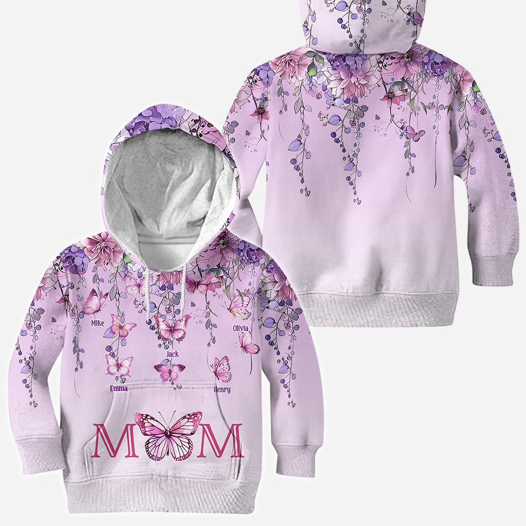 Mother And Children Butterfly - Personalized Mother All Over Shirt