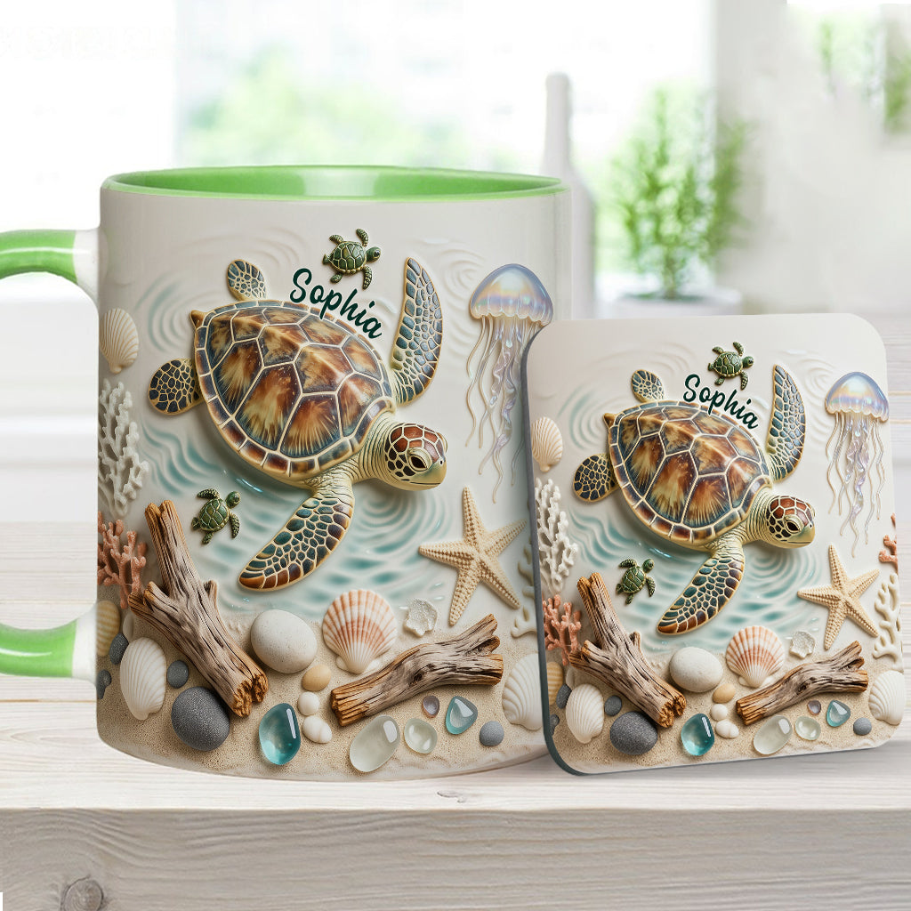 Love Turtles - Personalized Turtle Accent Mug & Coaster