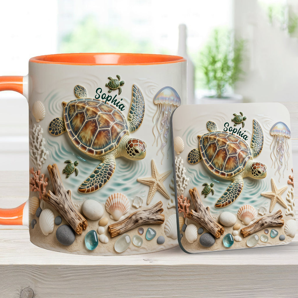 Love Turtles - Personalized Turtle Accent Mug & Coaster