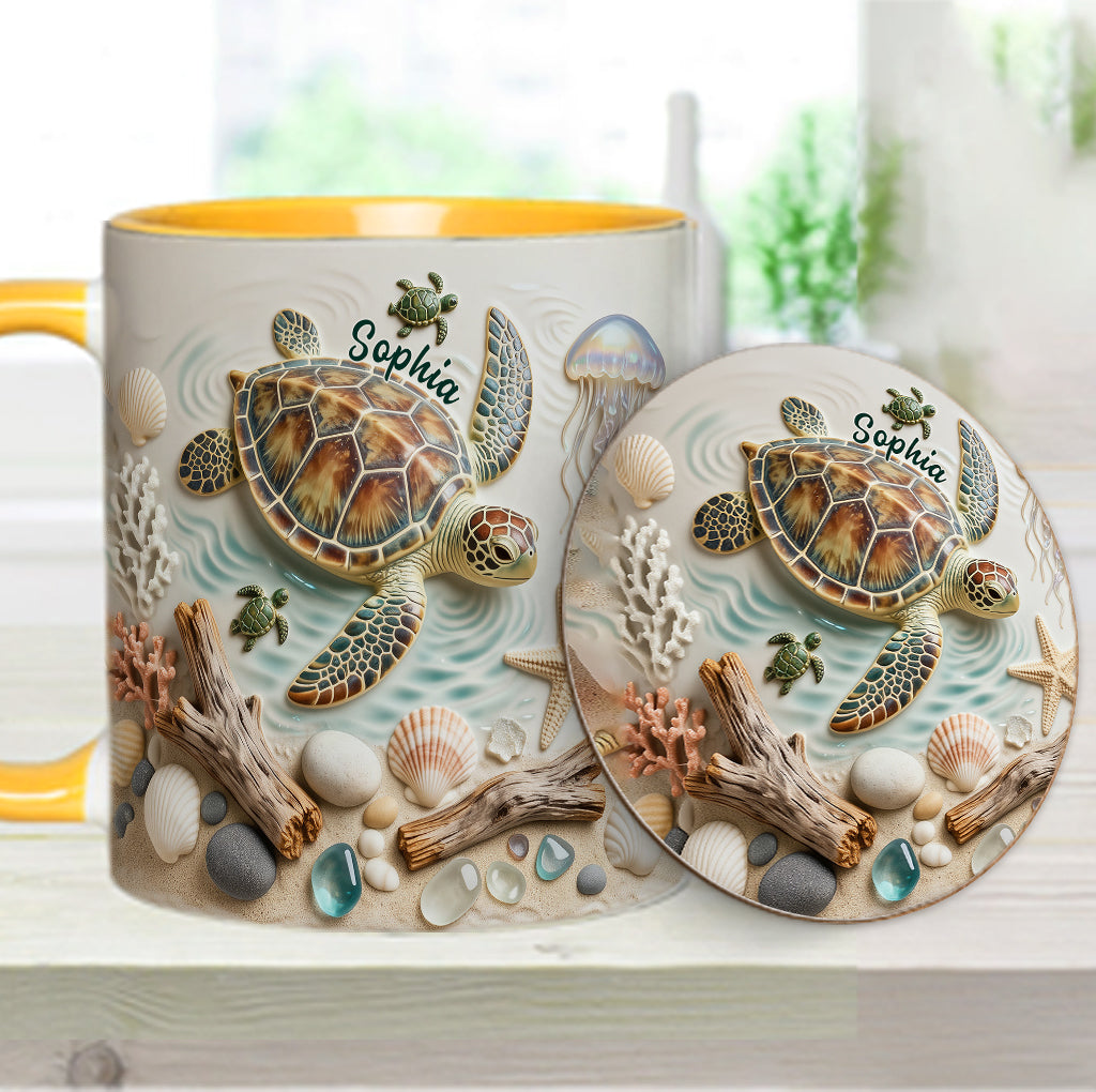 Love Turtles - Personalized Turtle Accent Mug & Coaster