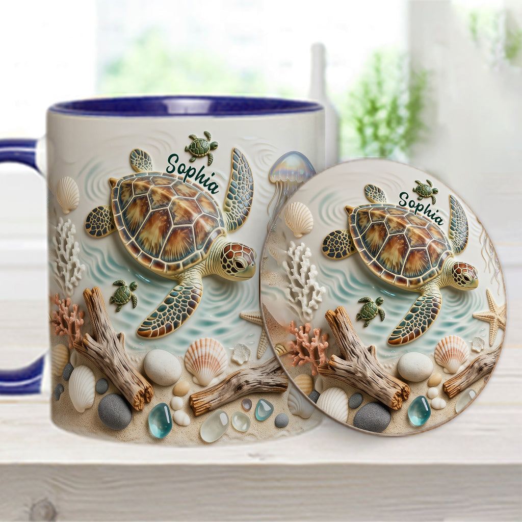 Love Turtles - Personalized Turtle Accent Mug & Coaster