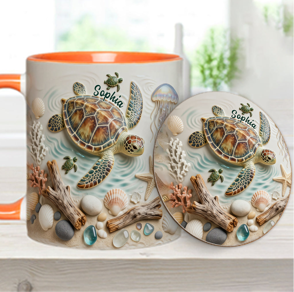 Love Turtles - Personalized Turtle Accent Mug & Coaster