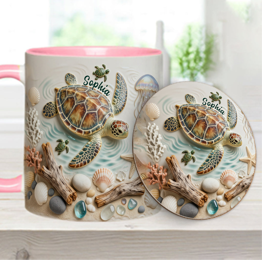 Love Turtles - Personalized Turtle Accent Mug & Coaster