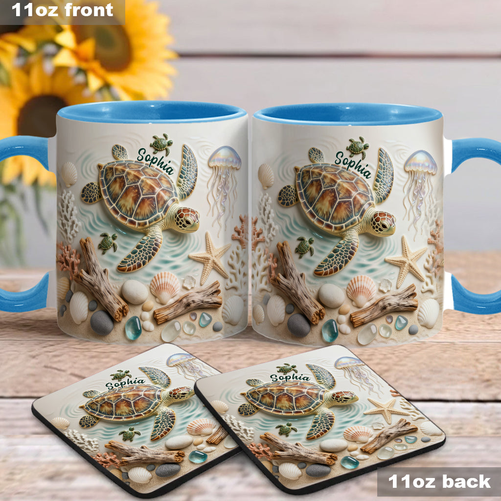 Love Turtles - Personalized Turtle Accent Mug & Coaster