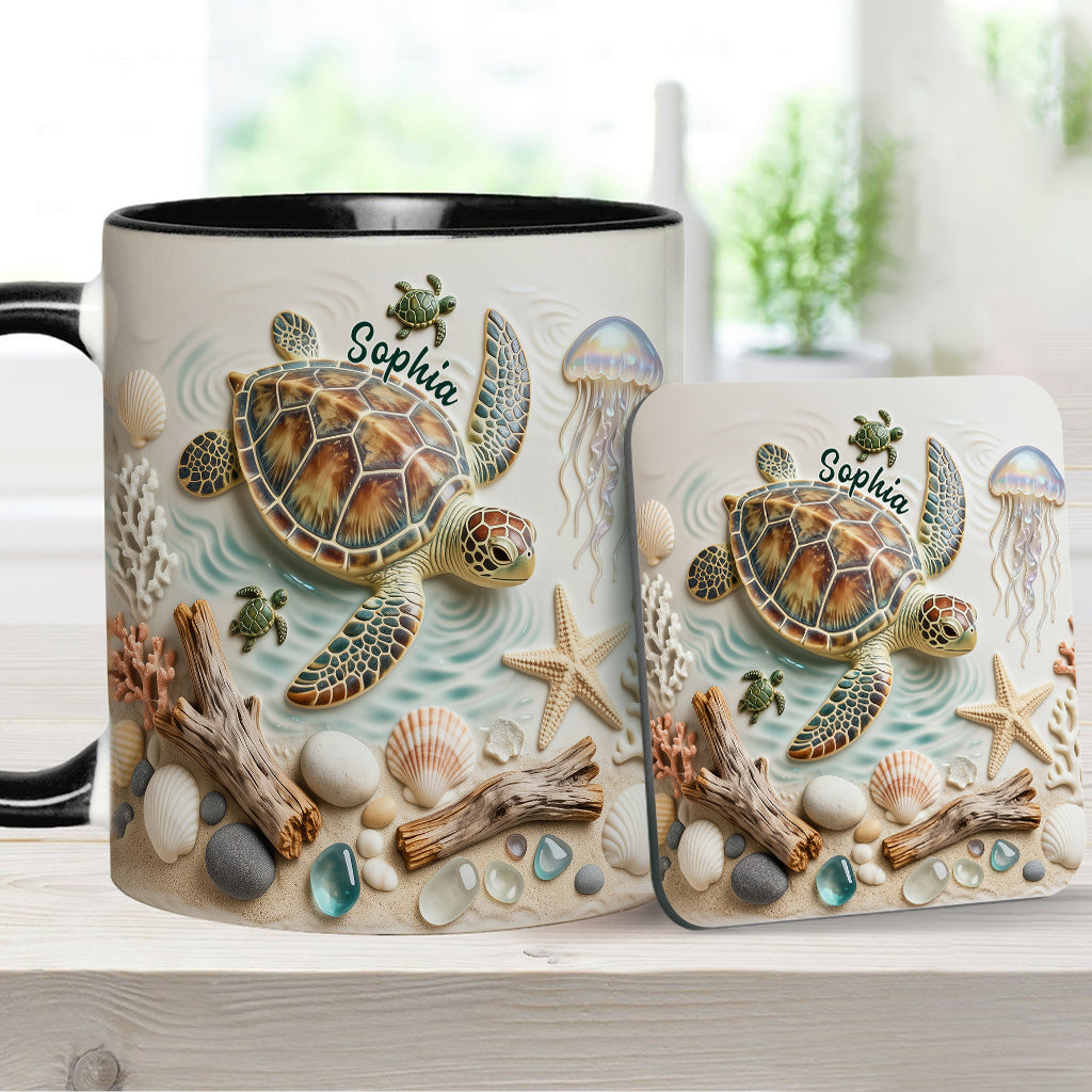 Love Turtles - Personalized Turtle Accent Mug & Coaster