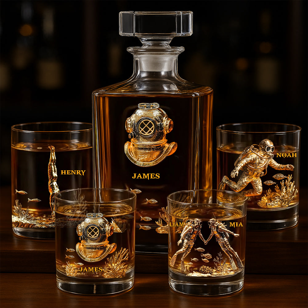 Scuba Diving Lovers Gift - Personalized Scuba Diving Whiskey Glass