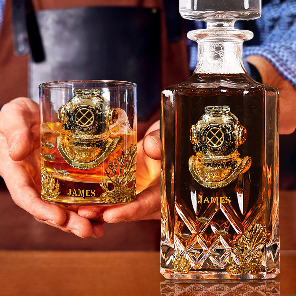 Scuba Diving Lovers Gift - Personalized Scuba Diving Whiskey Glass
