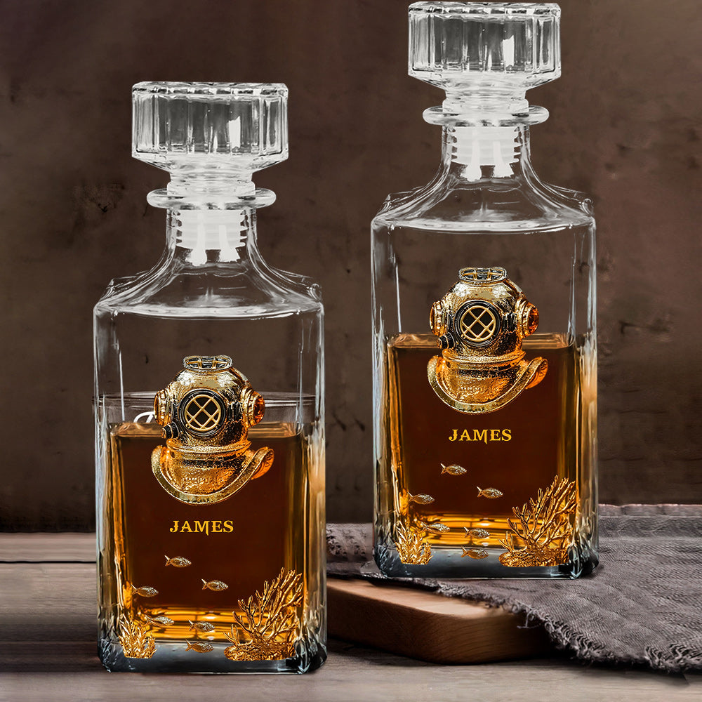 Scuba Diving Lovers Gift - Personalized Scuba Diving Whiskey Decanter Set