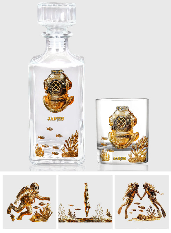 Scuba Diving Lovers Gift - Personalized Scuba Diving Whiskey Decanter Set