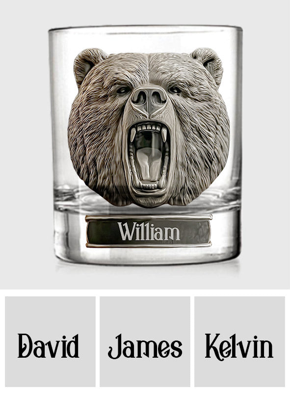 Grizzlies Roar Bear - Personalized Hunting Whiskey Glass