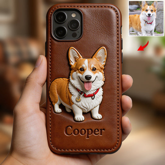 Custom Any Photo - Personalized Dog Leather Phone Case