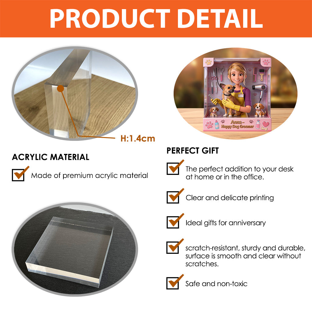 Best Dog Groomer - Personalized Dog Groomer Custom Shaped Acrylic Plaque