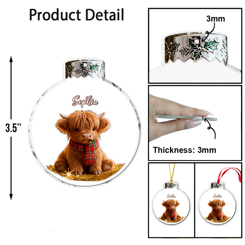 Adorable Highland Cow - Personalized Highland Cow Ornament