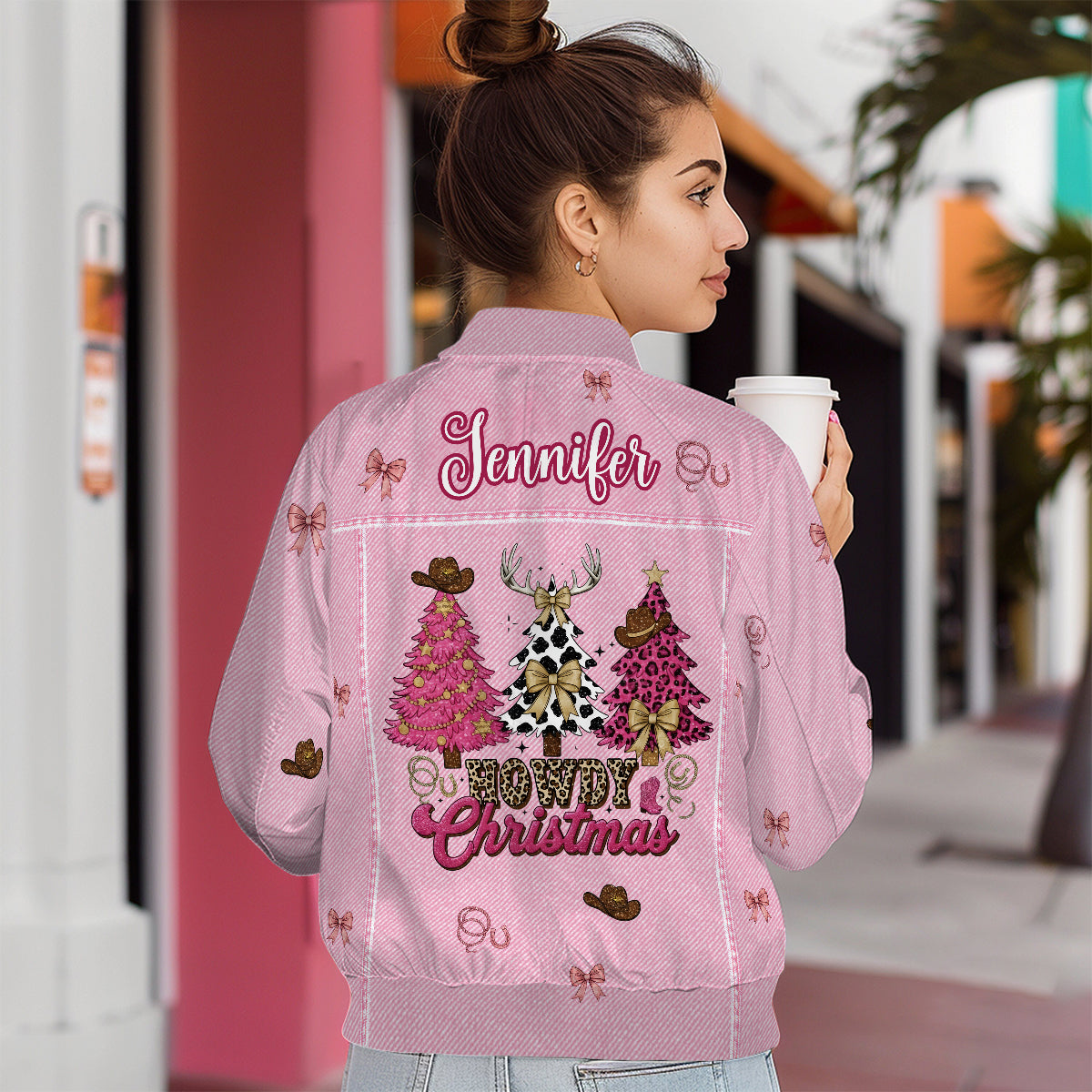 Howdy Christmas - Personalized Cowgirl Bomber Jacket