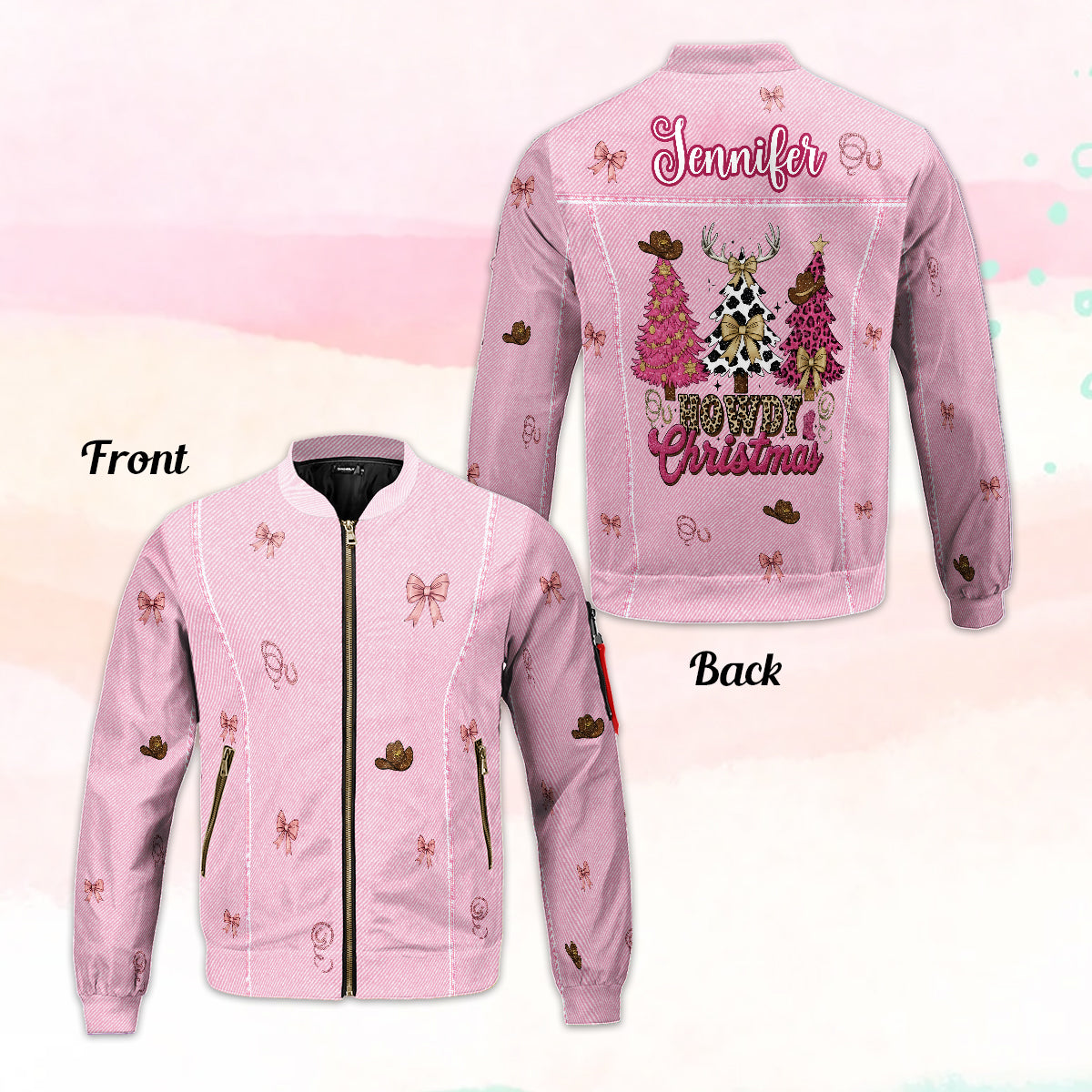 Howdy Christmas - Personalized Cowgirl Bomber Jacket
