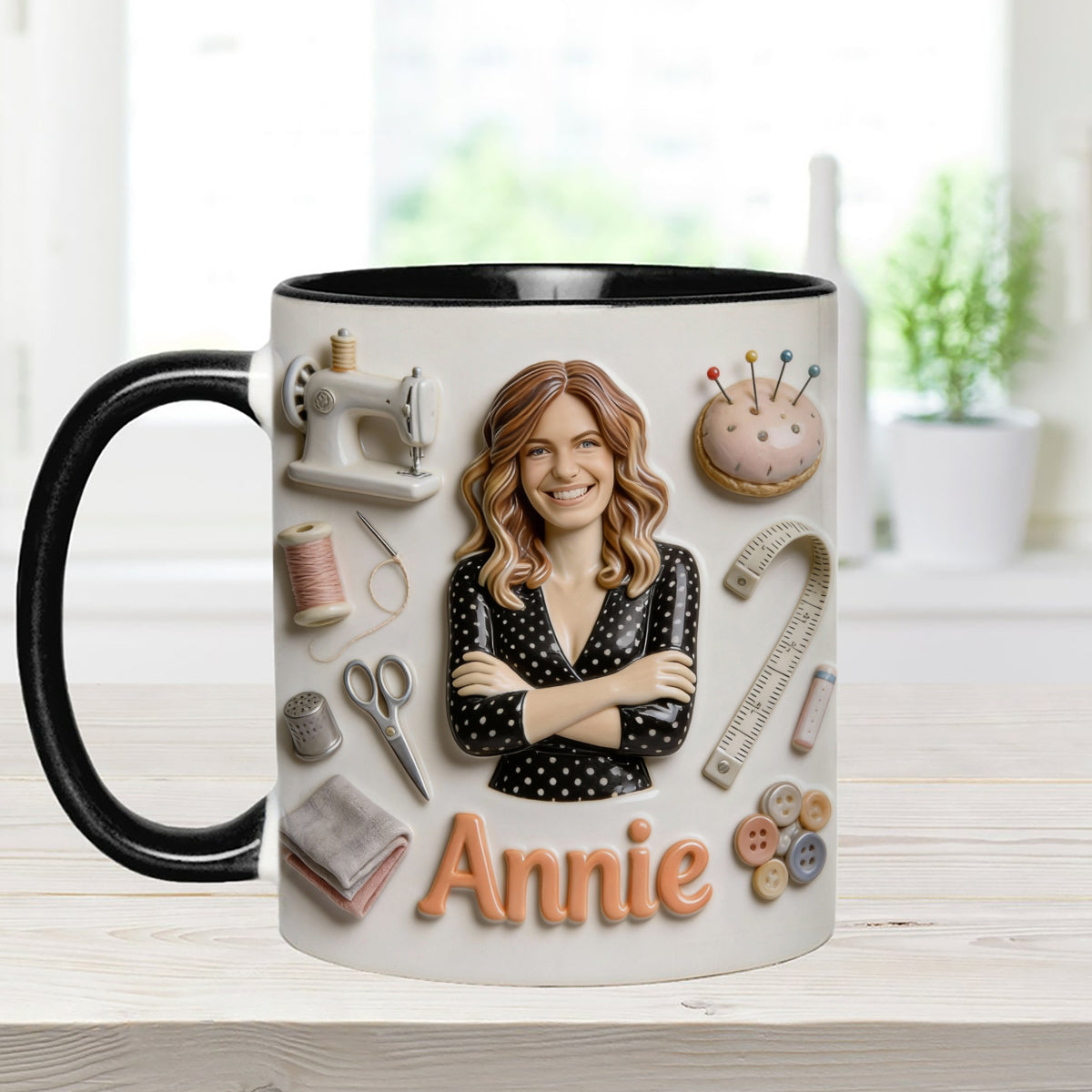 Love Sewing - Personalized Sewing Set Accent Mug with Acrylic Stirrers