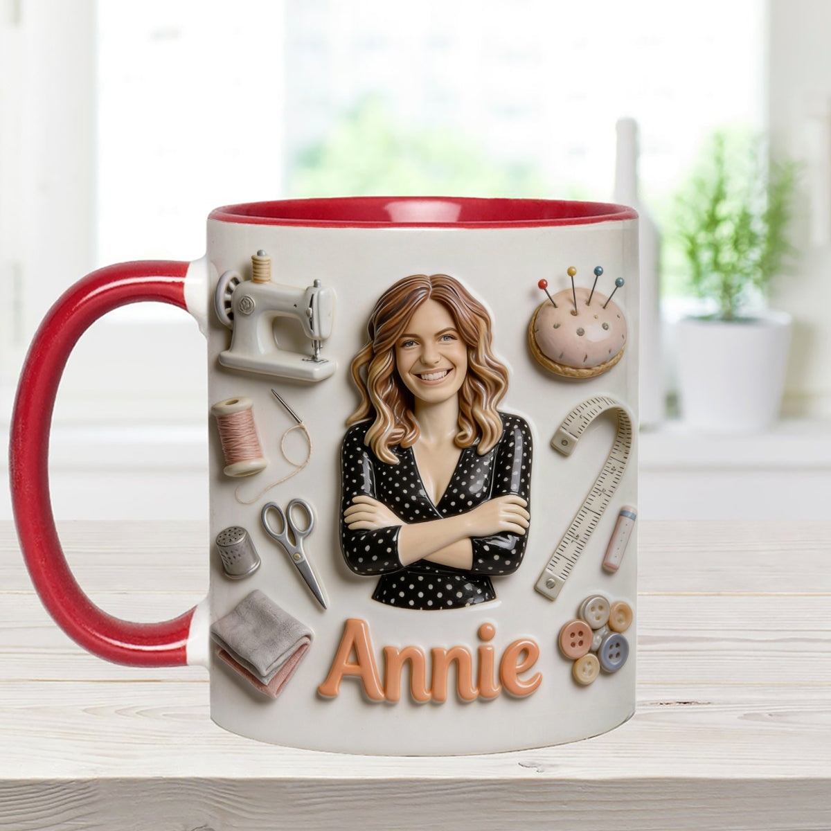 Love Sewing - Personalized Sewing Set Accent Mug with Acrylic Stirrers