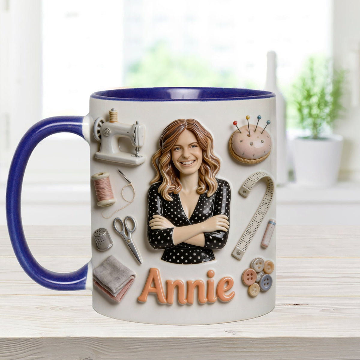 Love Sewing - Personalized Sewing Set Accent Mug with Acrylic Stirrers