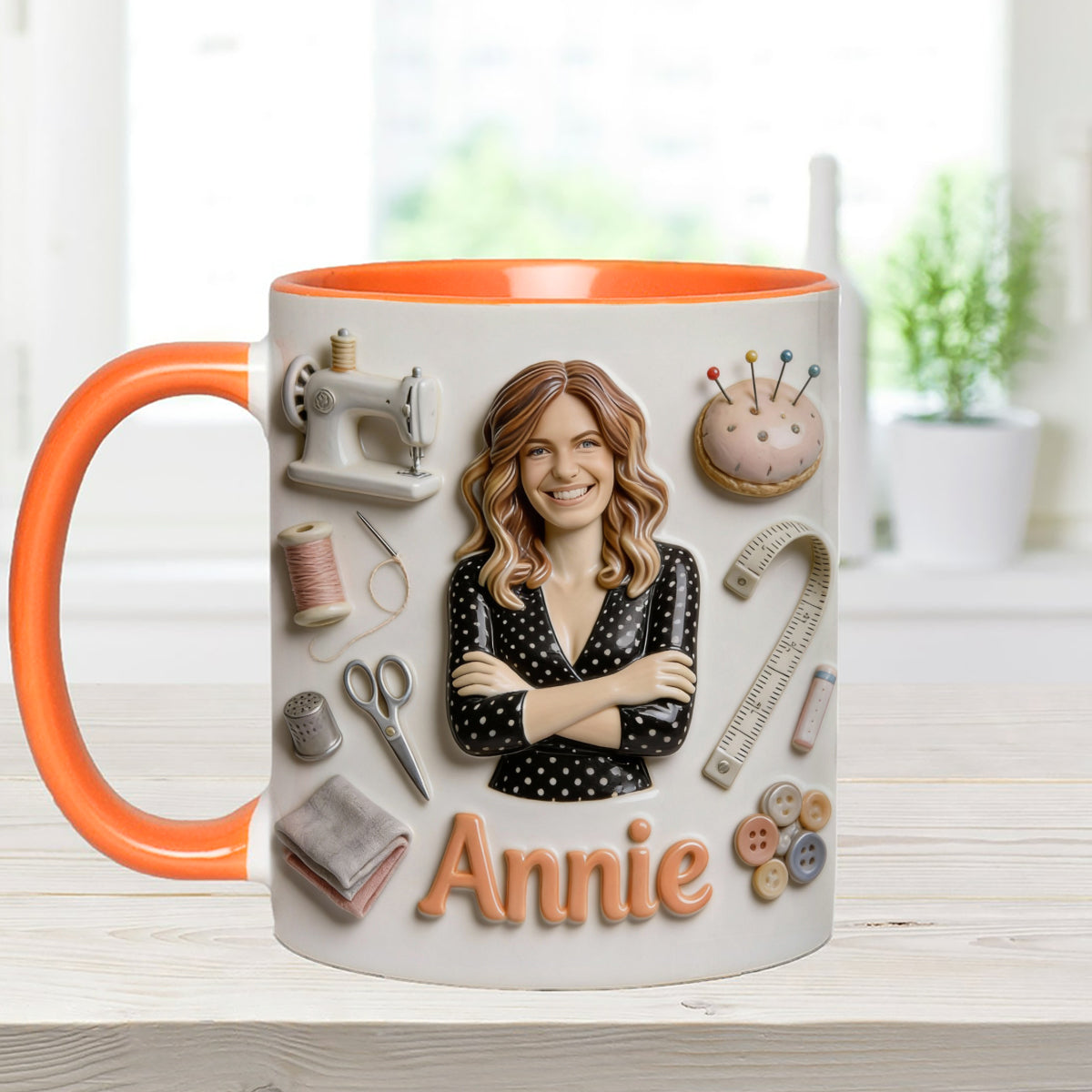 Love Sewing - Personalized Sewing Set Accent Mug with Acrylic Stirrers