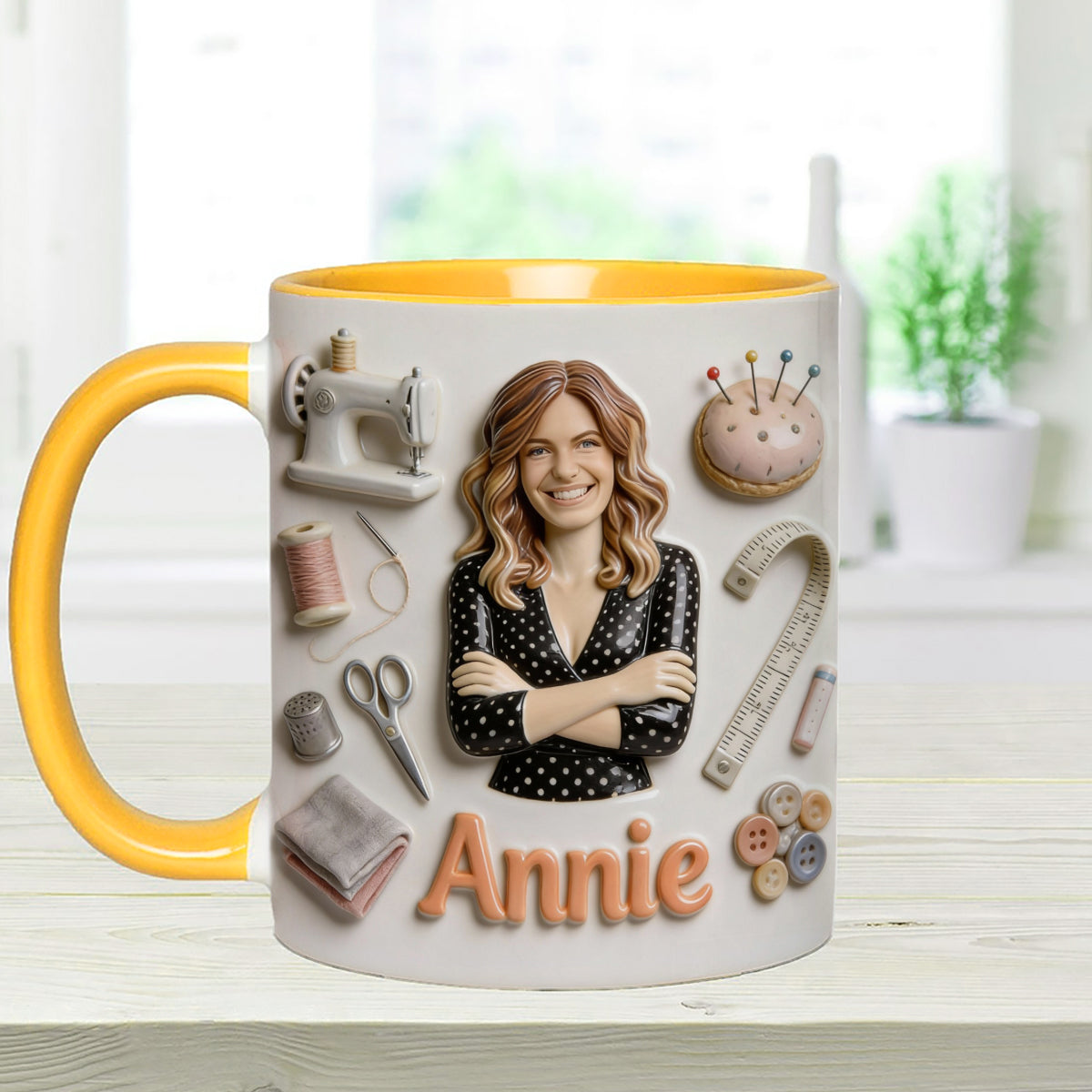 Love Sewing - Personalized Sewing Set Accent Mug with Acrylic Stirrers