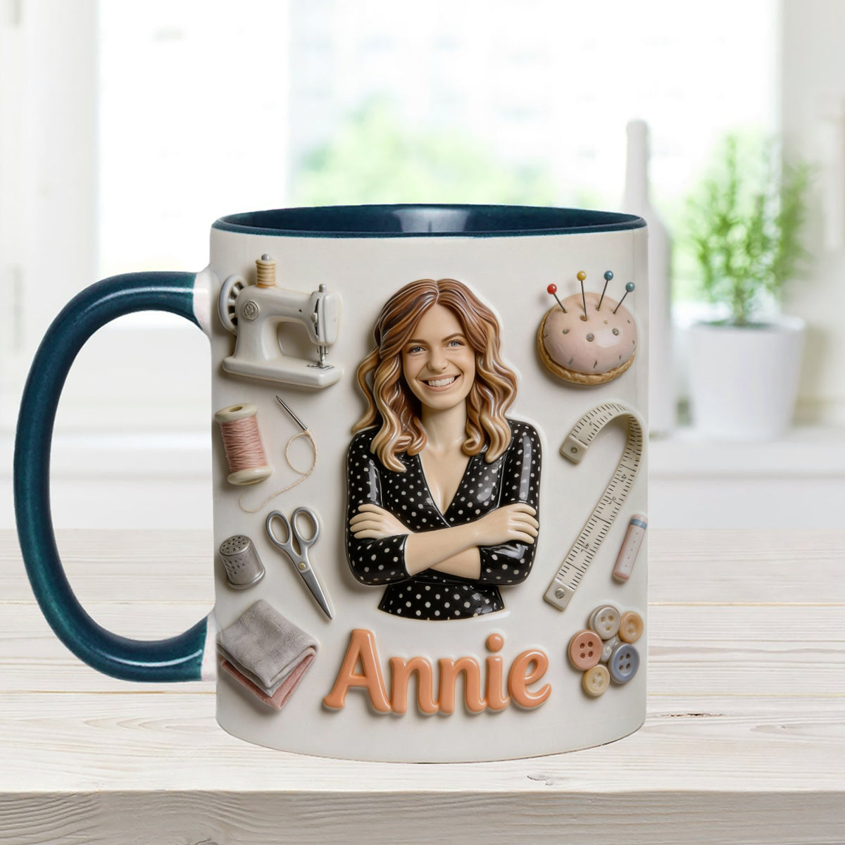 Love Sewing - Personalized Sewing Set Accent Mug with Acrylic Stirrers