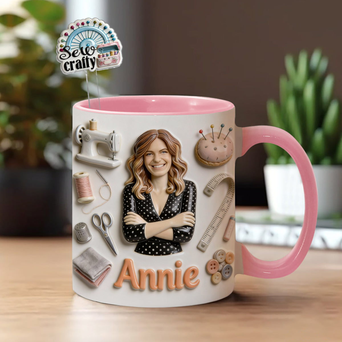 Love Sewing - Personalized Sewing Set Accent Mug with Acrylic Stirrers