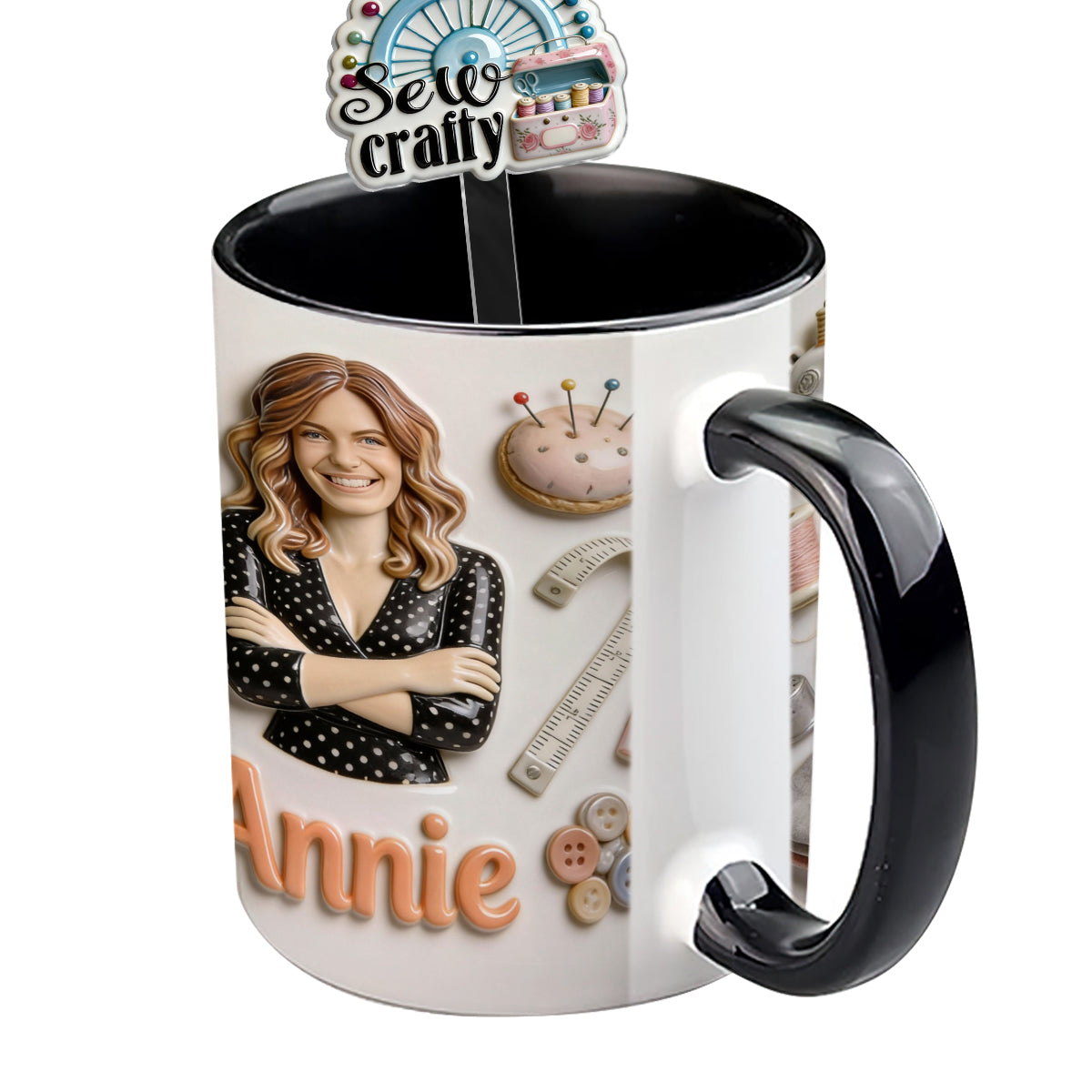 Love Sewing - Personalized Sewing Set Accent Mug with Acrylic Stirrers